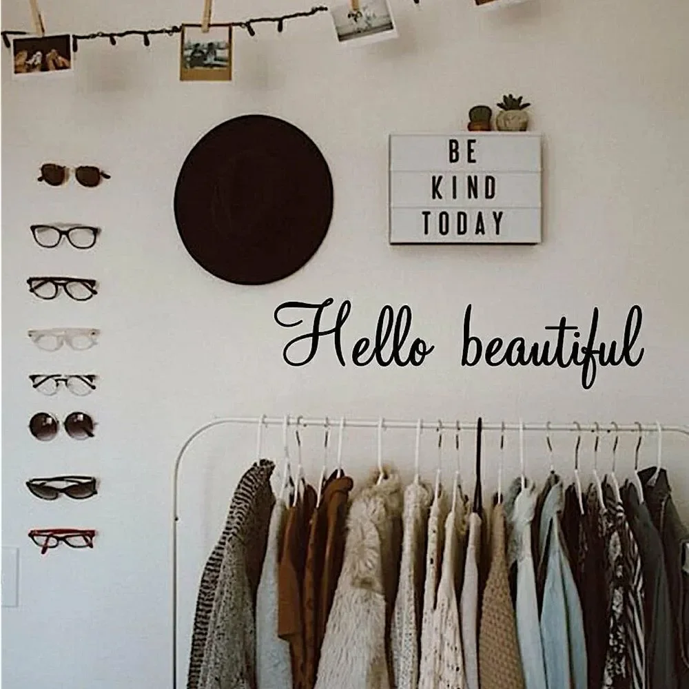 Aesthetic “HELLO BEAUTIFUL” wall sticker